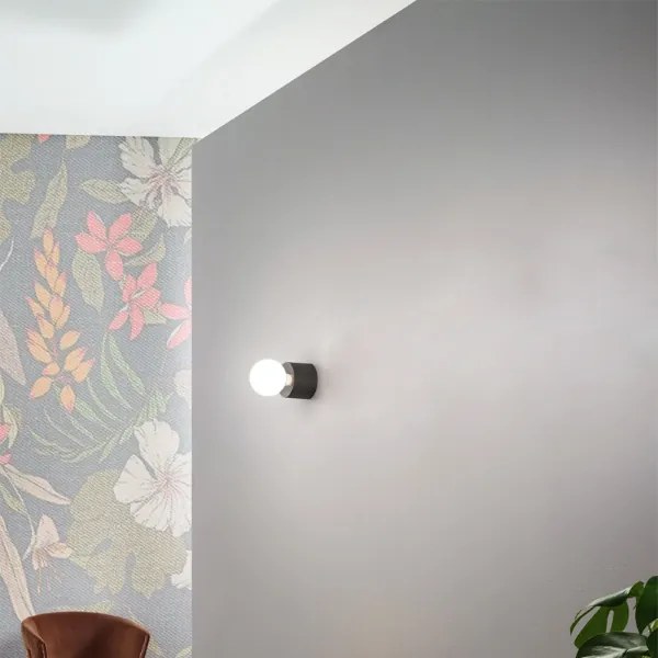 Plafoniera moderna alluminio Nero - BOW E27 lampadina a vista 12x9 cm