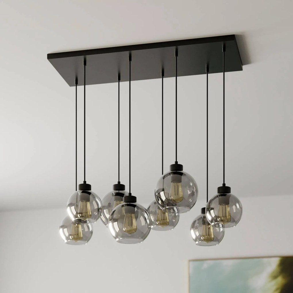 Lampada a sospensione in vetro Cubus TK Lighting, dimmerabile, Nero, Soggiorno / Sala da pranzo, Vetro, Moderno, Lampada a sospensione