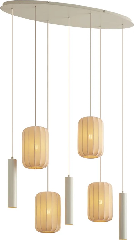 Lampada a Sospensione Japandi Beige 7 Luci - Pluni Tuba