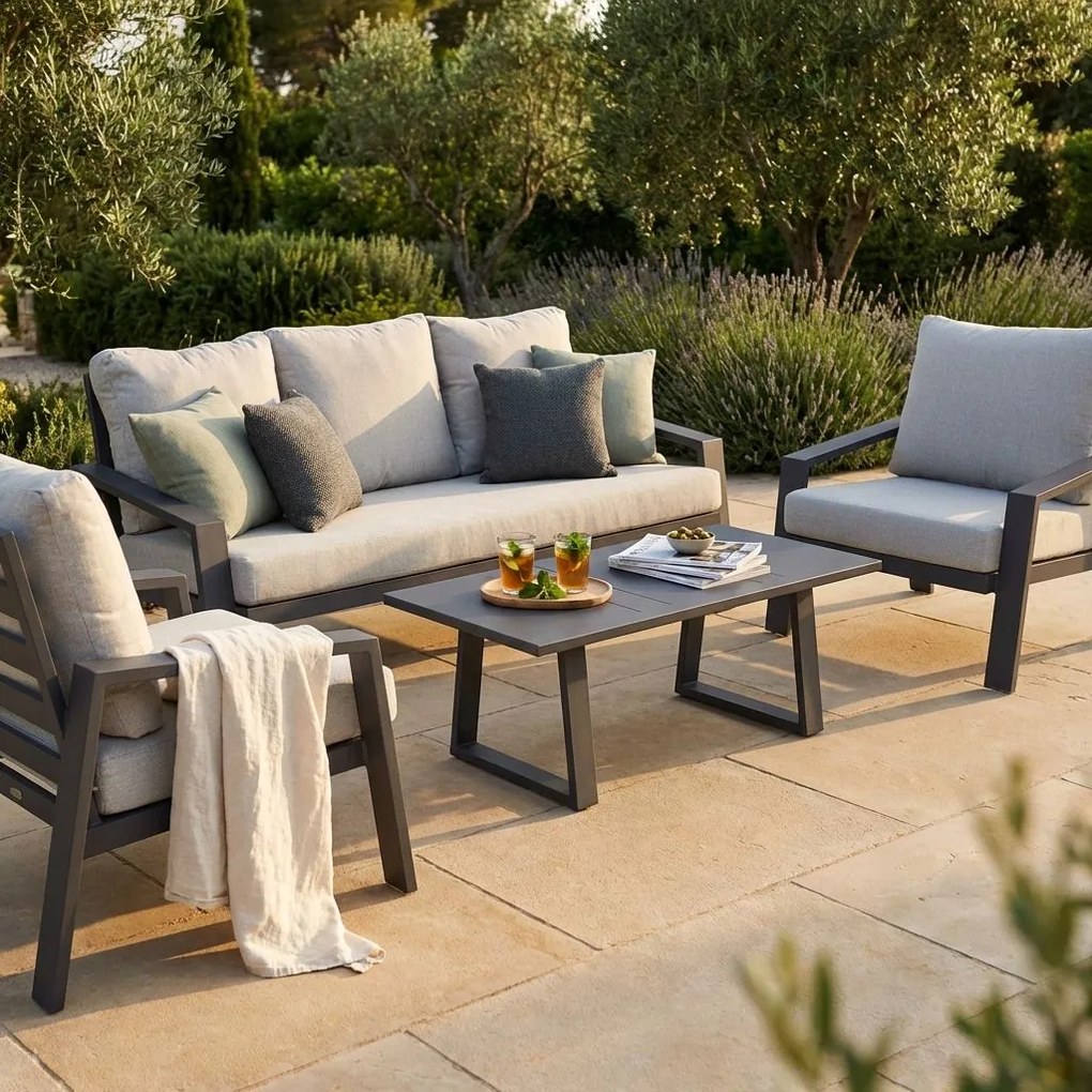 PERCY - salotto da giardino in alluminio 5 posti