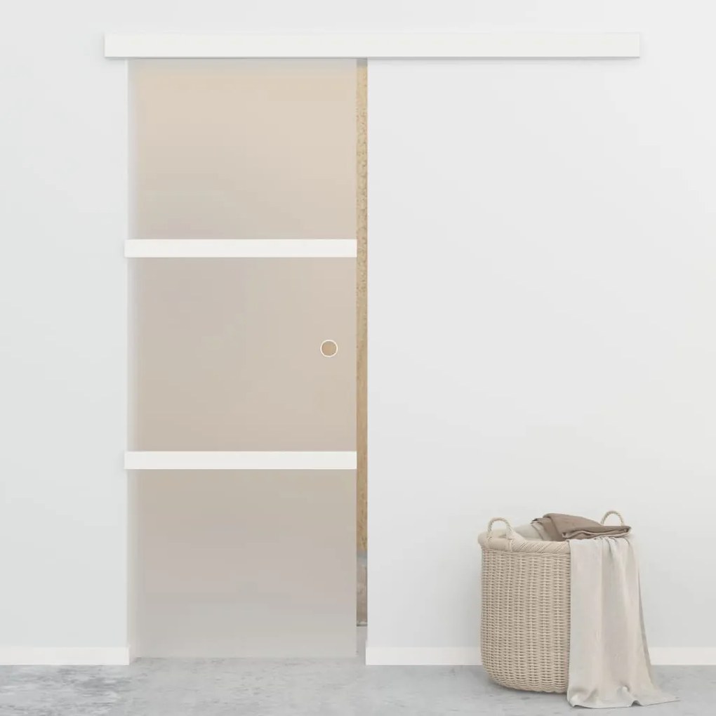 Porta Scorrevole Fermi Vetro Esg E Alluminio Argento 76x205 Cm /