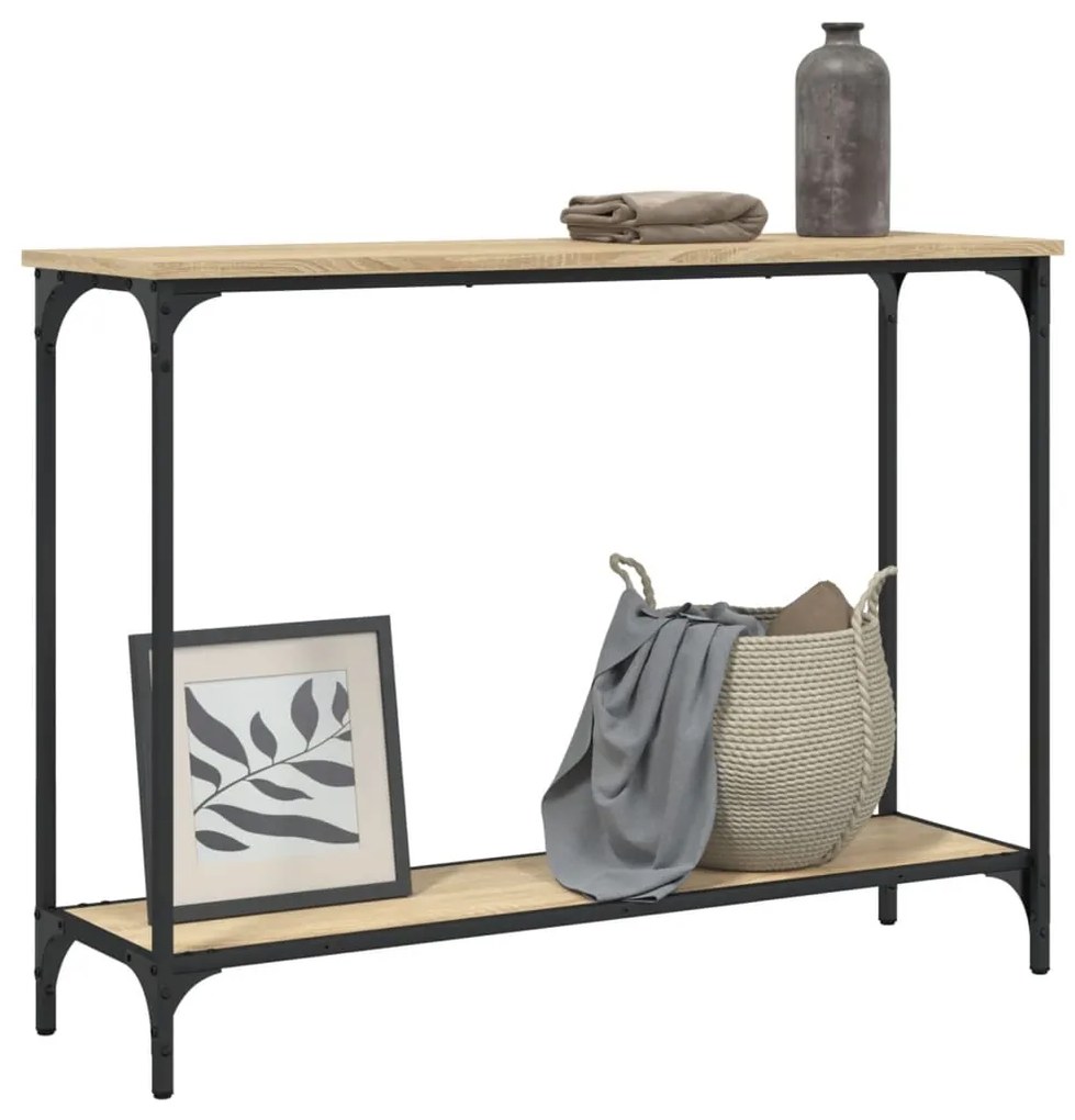 Tavolino consolle rovere sonoma 101x30,5x75cm legno multistrato