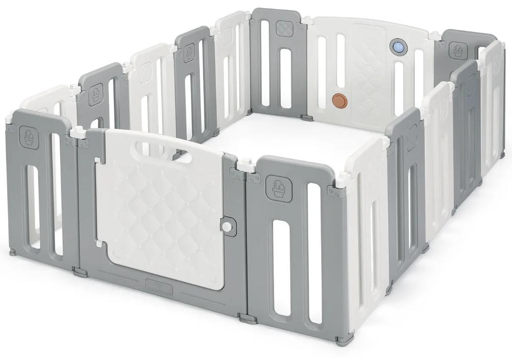 Costway Box di sicurezza per bambini con 14+2 pannelli, Centro attività con cancello di sicurezza pannello di gioco Beige