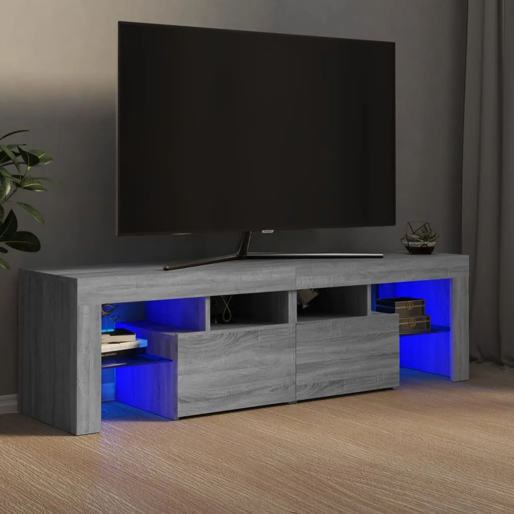 Mobile Porta Tv Con Luci Led Grigio Sonoma 140x36,5x40 Cm /