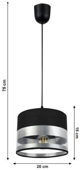 Lampadario su filo MILO 2xE27/60W/230V argento/nero