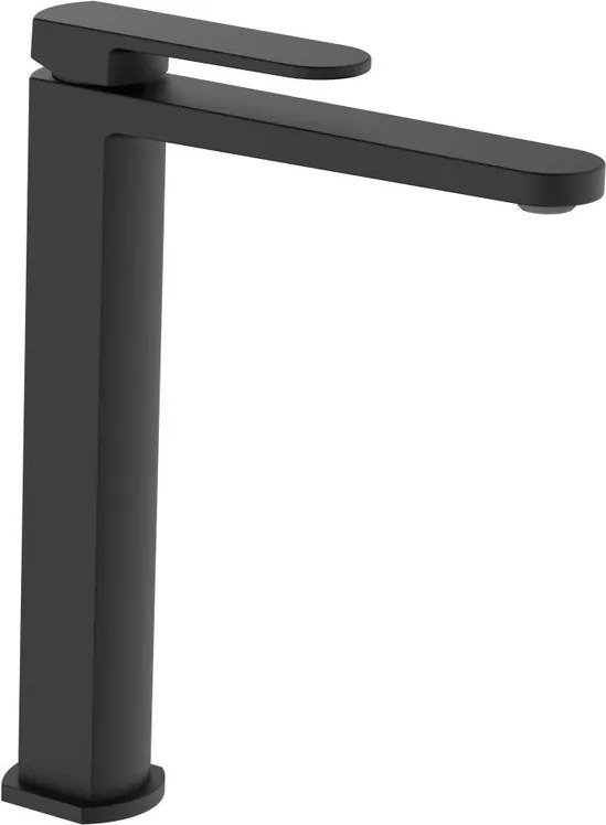 Rubinetto per lavabo getto laminare cristallino Zefir nero verniciato a polvere opaco AQUASANIT