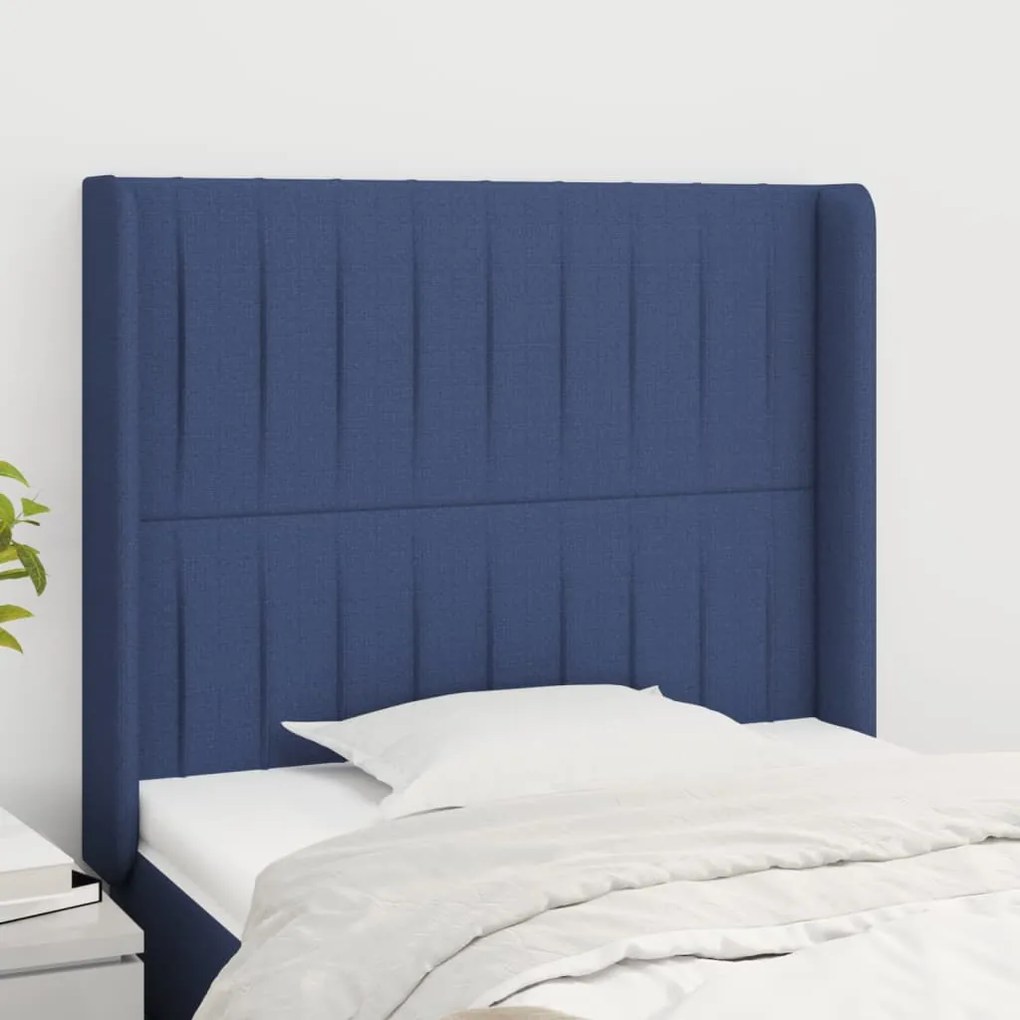 Testiera Ad Orecchio Blu 103x16x118/128 Cm İn Tessuto /