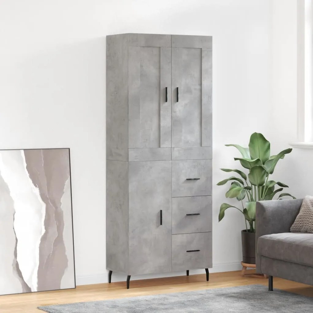 Credenza Grigio Cemento 69,5x34x180 Cm İn Legno Multistrato /