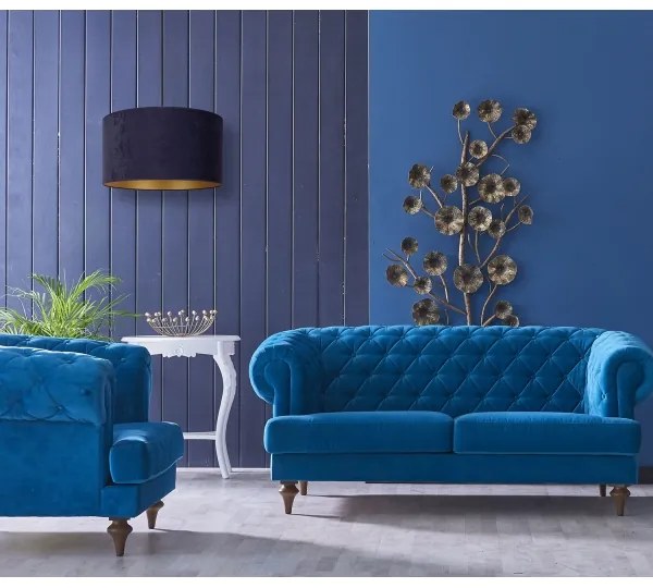 Duolla - Lampadario a sospensione con filo ROLLER 1xE27/15W/230V diametro 40 cm blu/oro