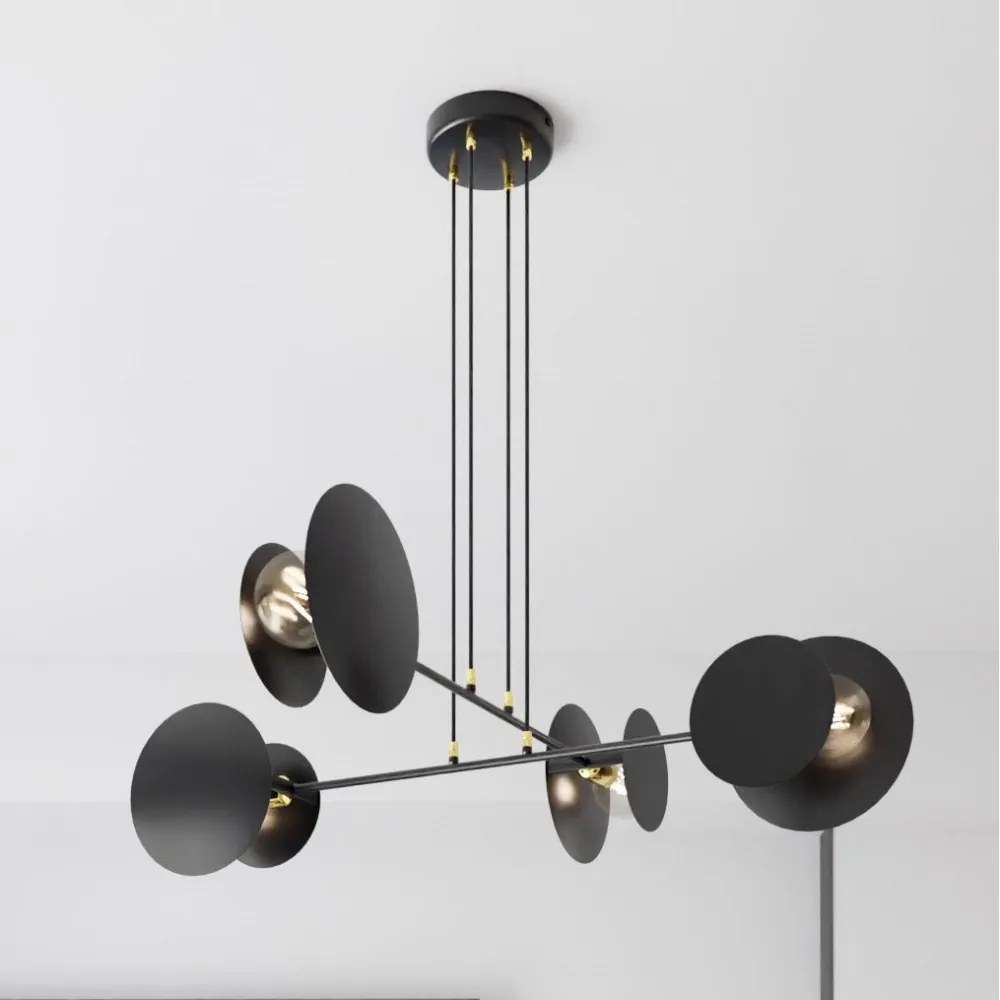 Lampadario a Sospensione in Acciaio IDEA 4 Nero/Bianco 4xE27 Colore del corpo Nero