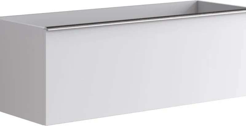 Cassettiera Pixel con 2 cassetti frontale plain laccato opaco bianco e maniglia alluminio brillante L120 x H40 x P45,5 cm
