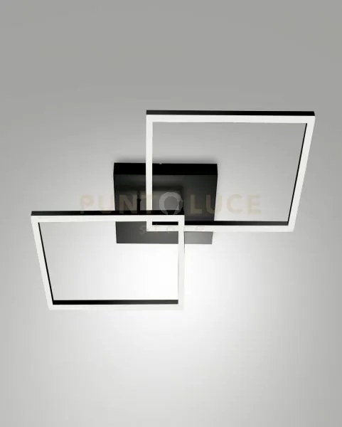 Bard plafoniera nera l.65x65cm 2 luci a led 3000k - 52w - 5180 lm ...
