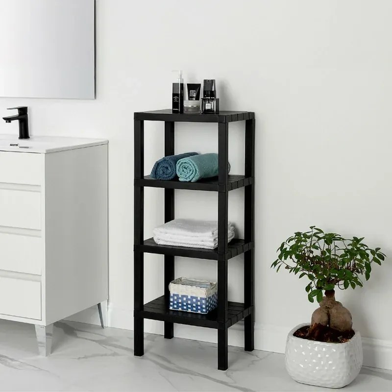 Scaffale bagno 4 ripiani grigio effetto legno in kit montaggio Buzz