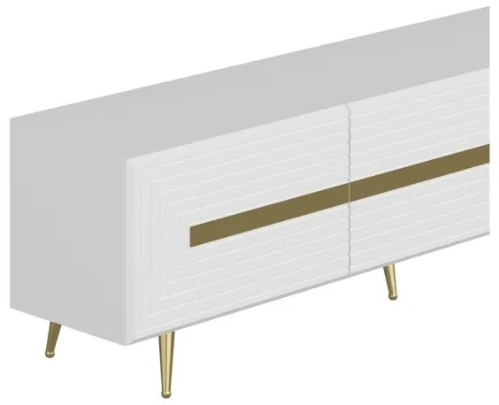 Mobile porta tv 180 cm con inserti dorati bianco serigrafato Jose