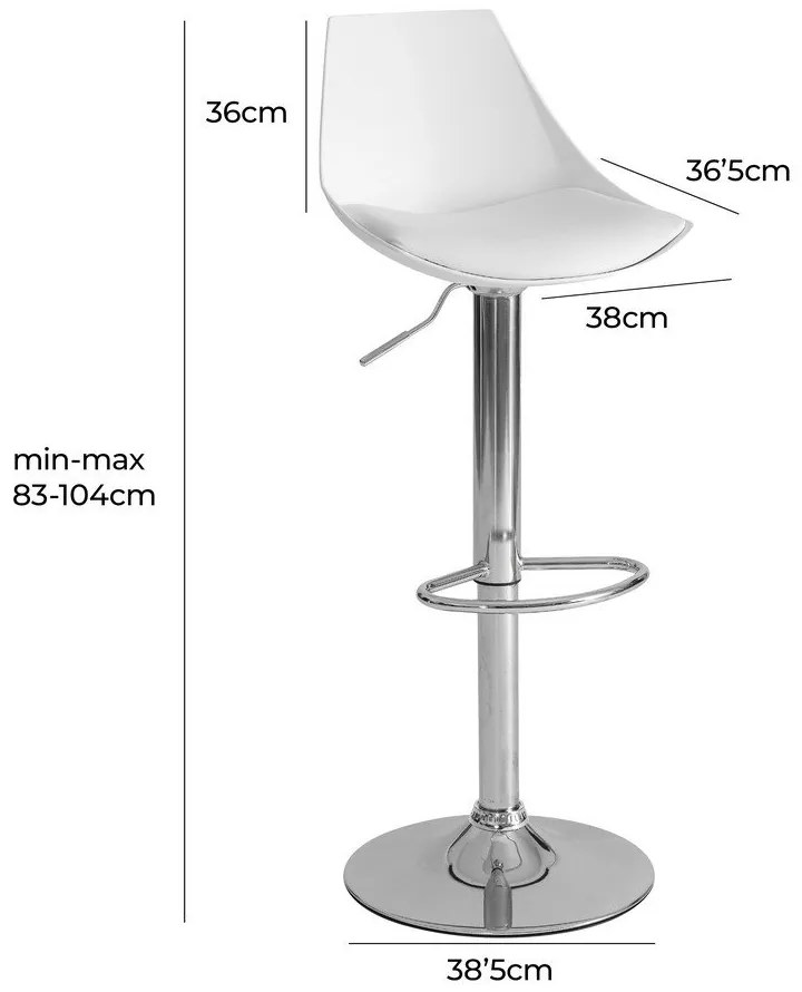 Sgabelli da bar bianchi ad altezza regolabile in similpelle in set di 2 (altezza seduta 56,5 cm) - Casa Selección
