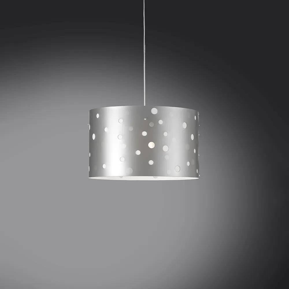 Sospensione Moderna A 5 Luci Pois Xxl In Polilux Bicolor Silver Made In Italy