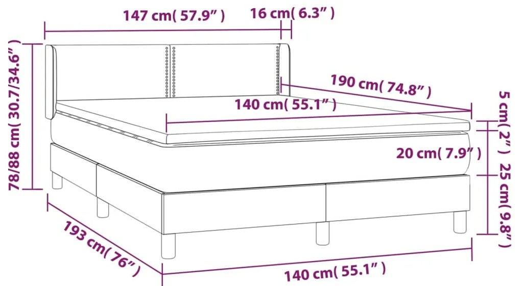 Giroletto a Molle con Materasso Tortora 140x190 cm in Tessuto