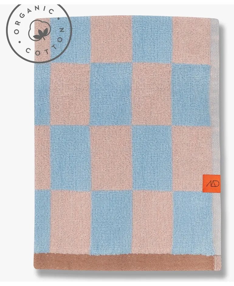 Telo da bagno in cotone biologico blu-rosa 70x133 cm Retro - Mette Ditmer Denmark