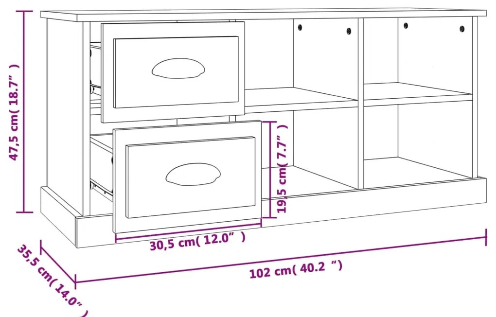 Mobile Porta TV Grigio Sonoma 102x35,5x47,5cm Legno Multistrato