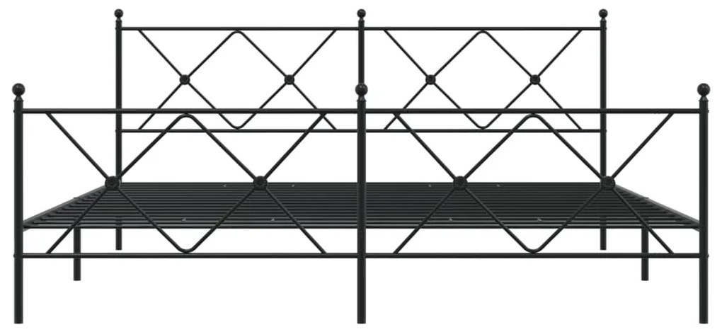 Giroletto con testiera e pediera metallo nero 183x213 cm