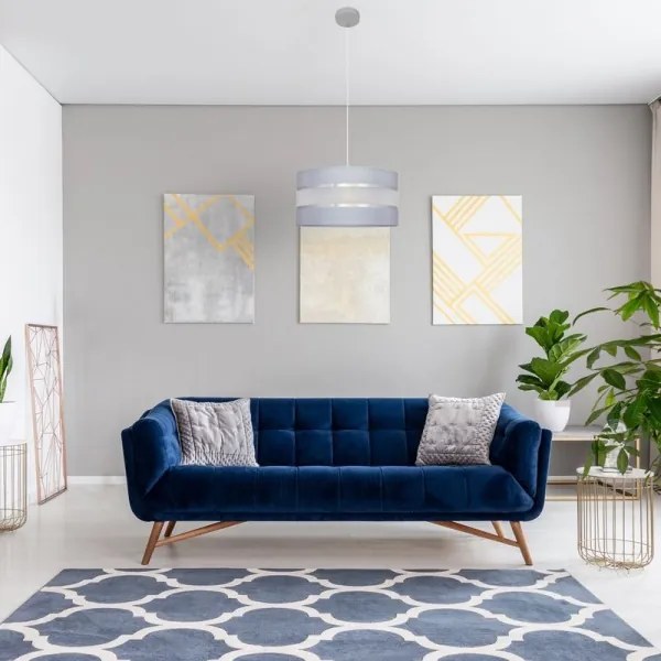 Lampadario a sospensione con filo HELEN 1xE27/15W/230V diametro 40 cm grigio/argento