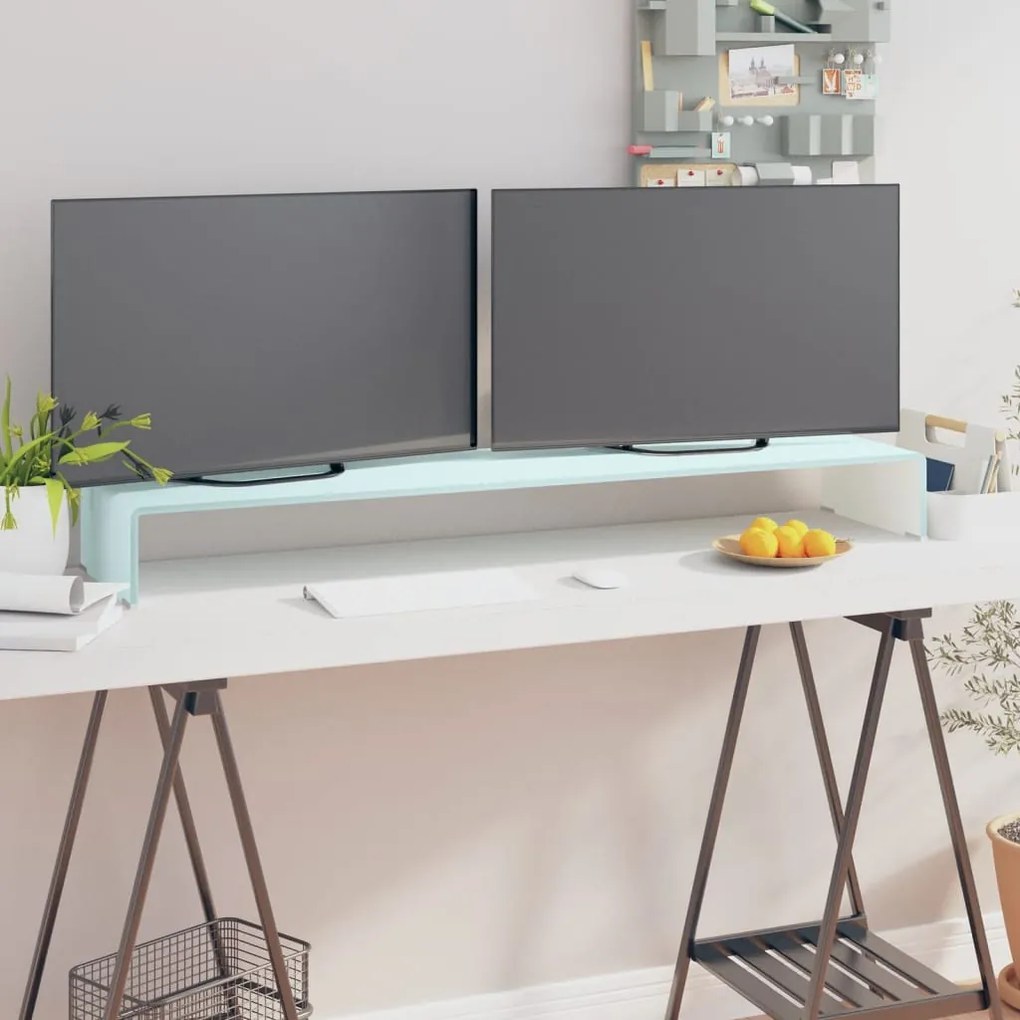 Supporto tv / rialzo monitor in vetro verde 120x30x13 cm