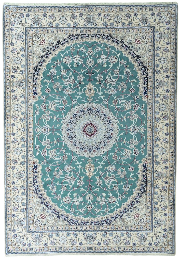 Nain Tappeto 350x250 Verde (Iran) Annodato A Mano