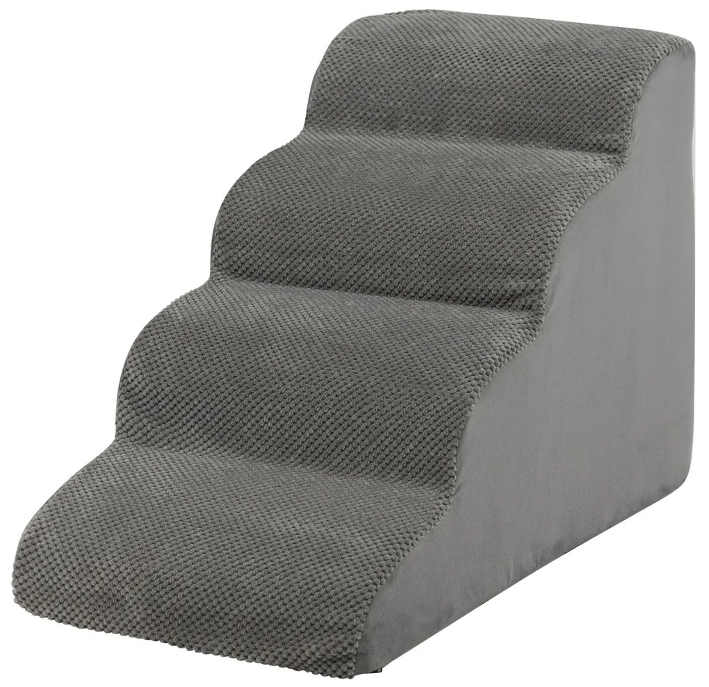 Costway Rampa per cani con 4 scalini in schiuma con copertura lavabile, Gradini antiscivolo per animali domestici Grigio