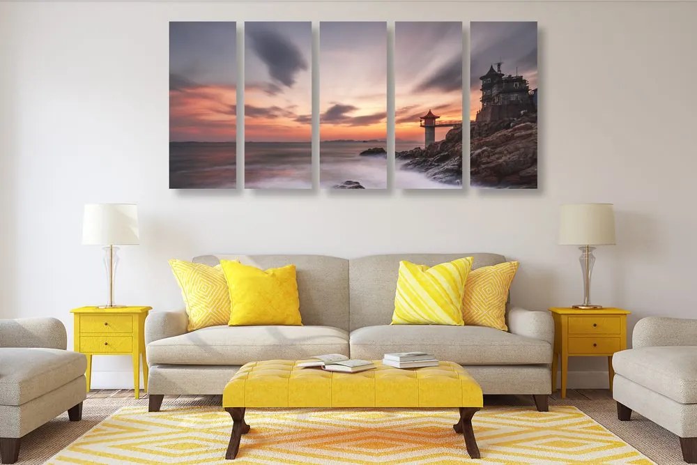 Quadri 5 pezzi – Paesaggio splendido al mare