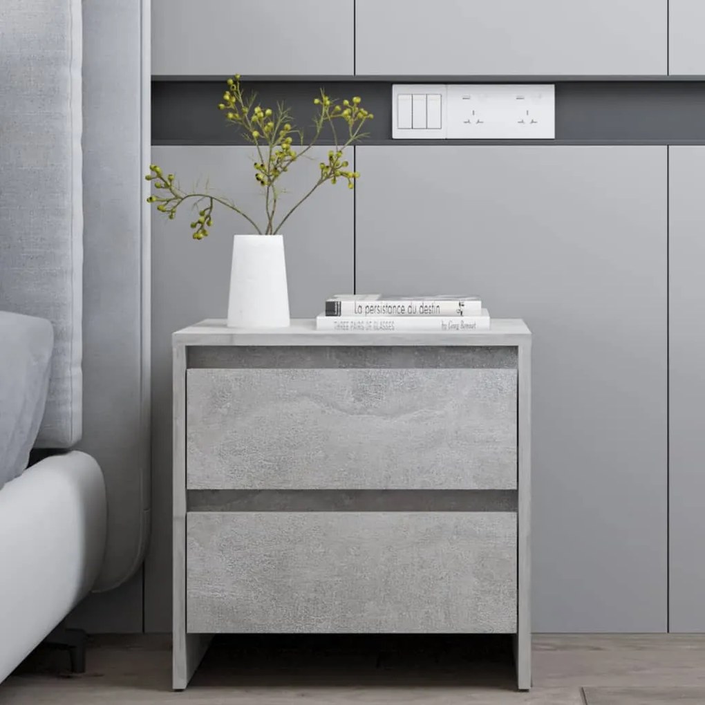 Comodino Grigio Cemento 45x34,5x44,5 Cm İn Truciolato /