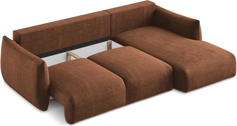 Divano angolare color terracotta allungabile (con penisola a destra/con chaise lounge) Leila – Makamii