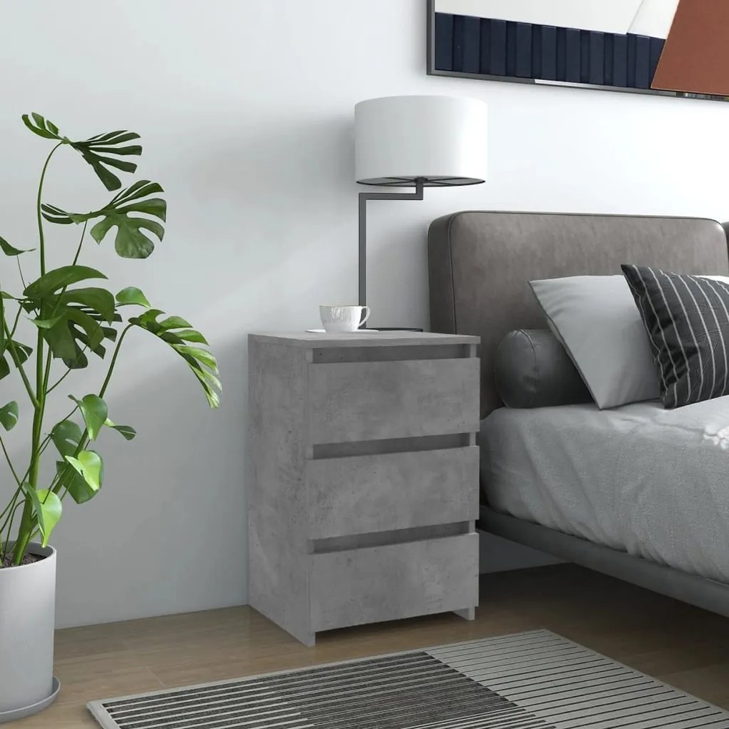 Comodini 2pz Grigio Cemento 40x35x62,5 Cm İn Legno Multistrato /