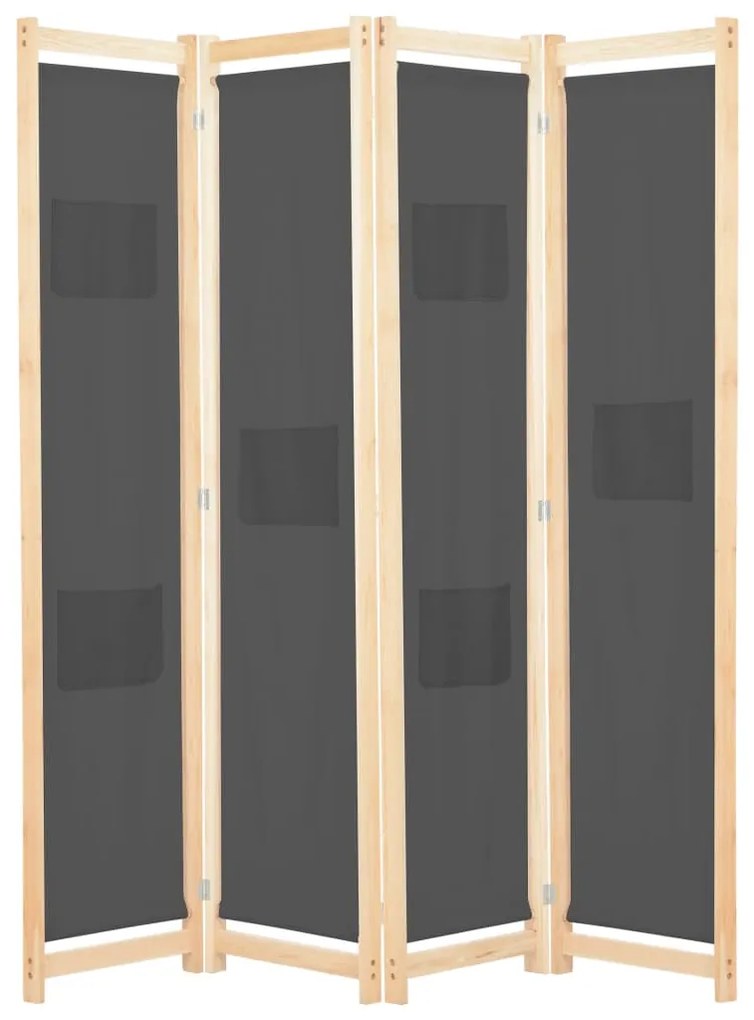 Divisorio A 4 Pannelli Grigio 160x170x4 Cm İn Tessuto /