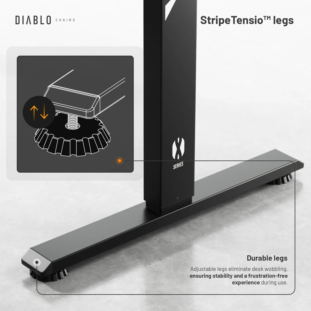 Scrivania Regolabile in Altezza Diablo X-Tensio 1600 Nero