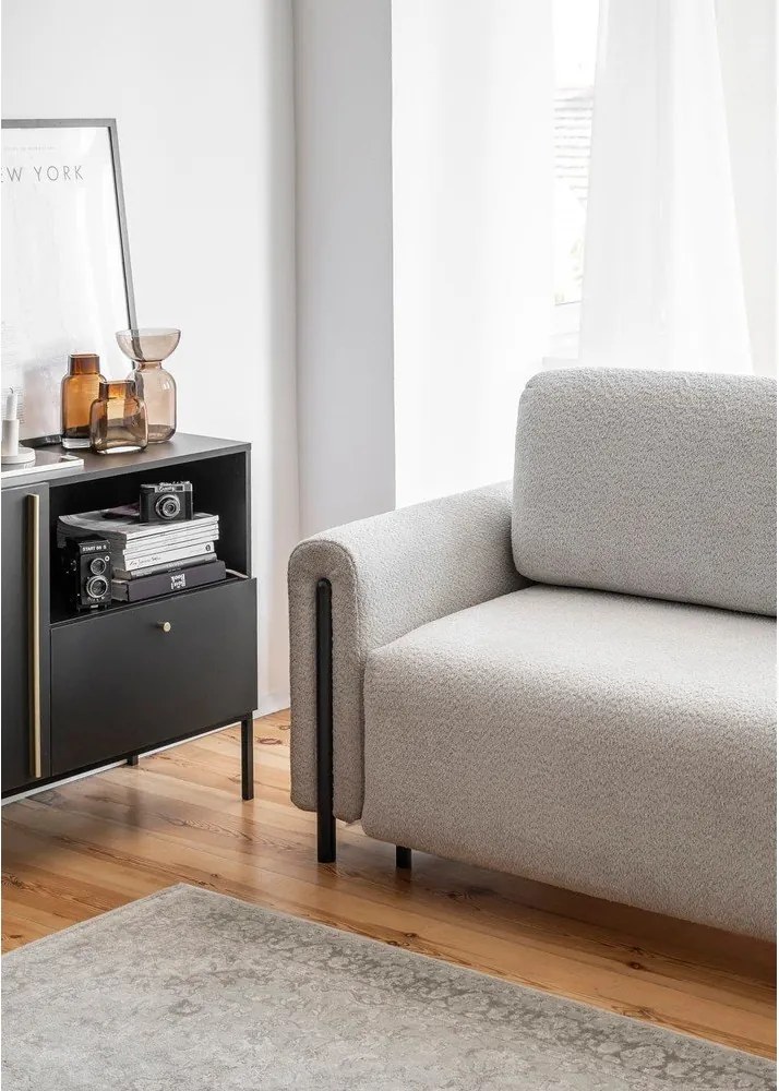 Divano grigio chiaro allungabile/con contenitore e rivestimento in bouclé 244 cm Arcadova – ELTAP