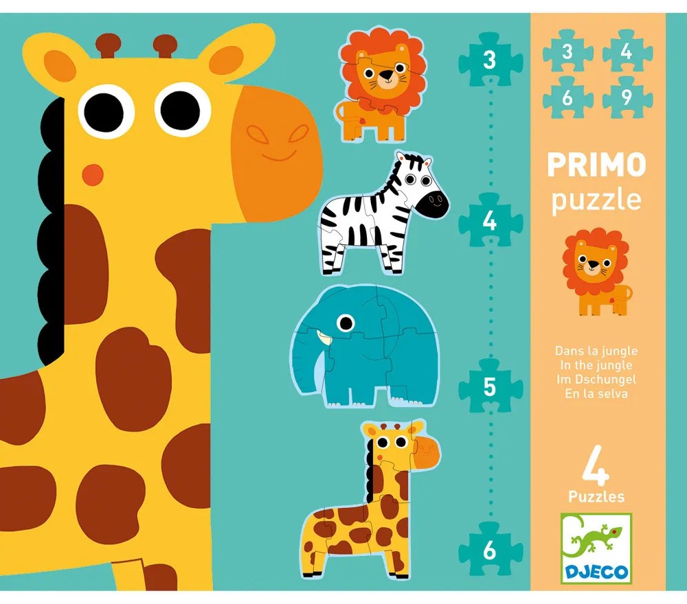 Set di 4 puzzle - Giraffa e amici