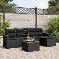 Set Divano da Giardino 6 pz con Cuscini Nero in Polyrattancod mxl 113486