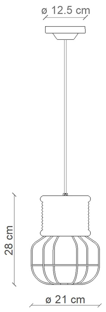 Lampadario Industrial Ferro E Ceramica Con Rete Vintage Arancio 1 Luce E27