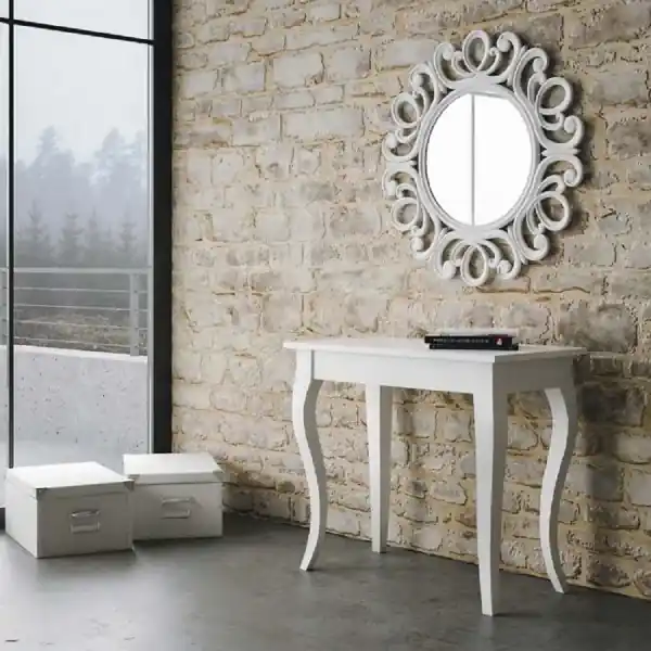 Costway Set toeletta di legno con specchio ovale girevole a 360°, Set  tavolo e sedia trucco per camera da letto Bianco>