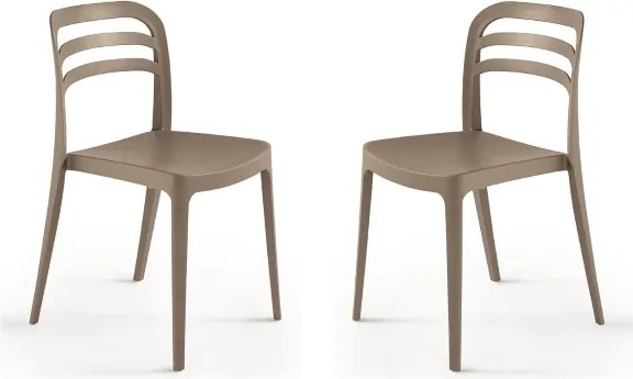 Sedia da giardino in polipropilene impilabile - DJANGO TORTORA 2 pezzi