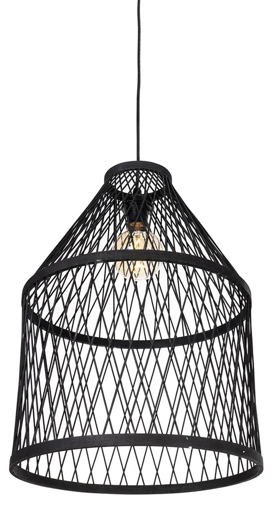 Lampada a sospensione da esterno rustica in rattan nero 3 luci - Calamus