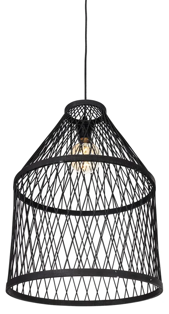 Lampada a sospensione da esterno rustica in rattan nero 3 luci - Calamus