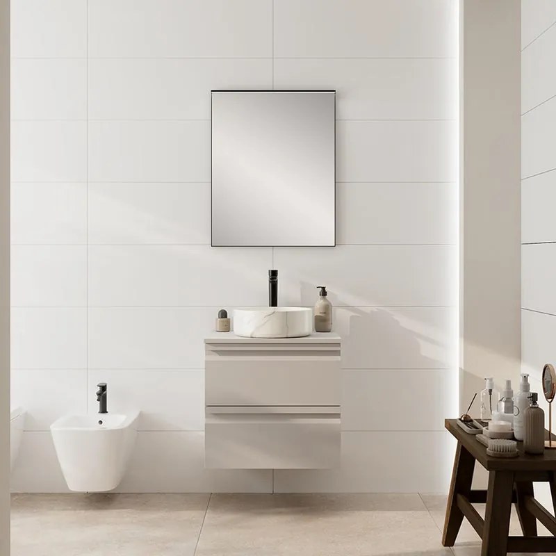 Mobile da bagno sospeso con top Pull L60 H57 P46,5 cm taupe