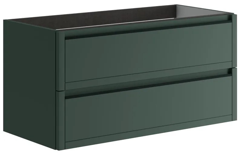 Mobile da bagno sospeso sotto lavabo L 99.5 x H 50 x P 45.5 cm verde opaco, 2 cassetti TRATTO