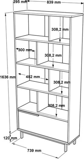 Libreria Moderna Con Vani A Giorno Ed Anta Frontale 84x30x175 Ocean Legno