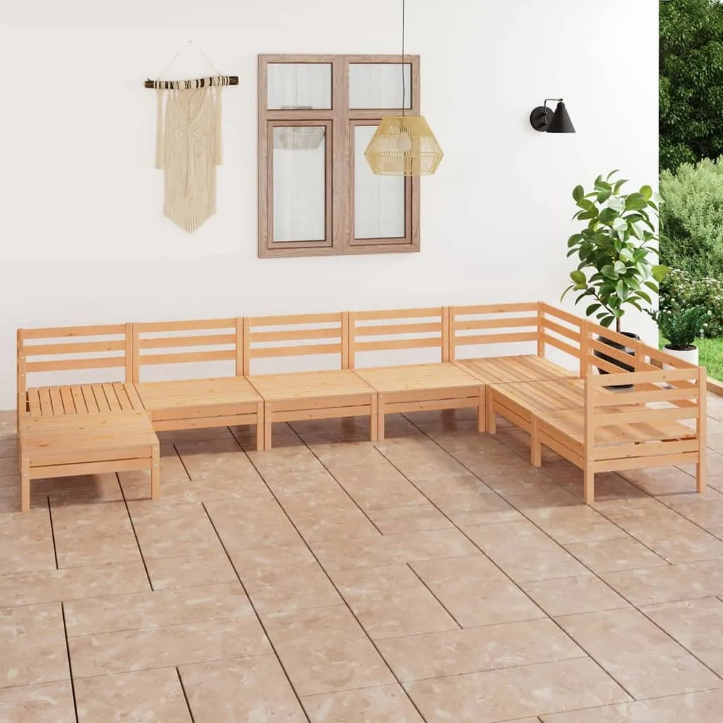 Set salotto da giardino 8 pz in legno massello di pino
