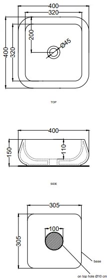 Cielo Shui Lavabo 40x40 da appoggio quadrato senza troppo pieno in ceramica talco