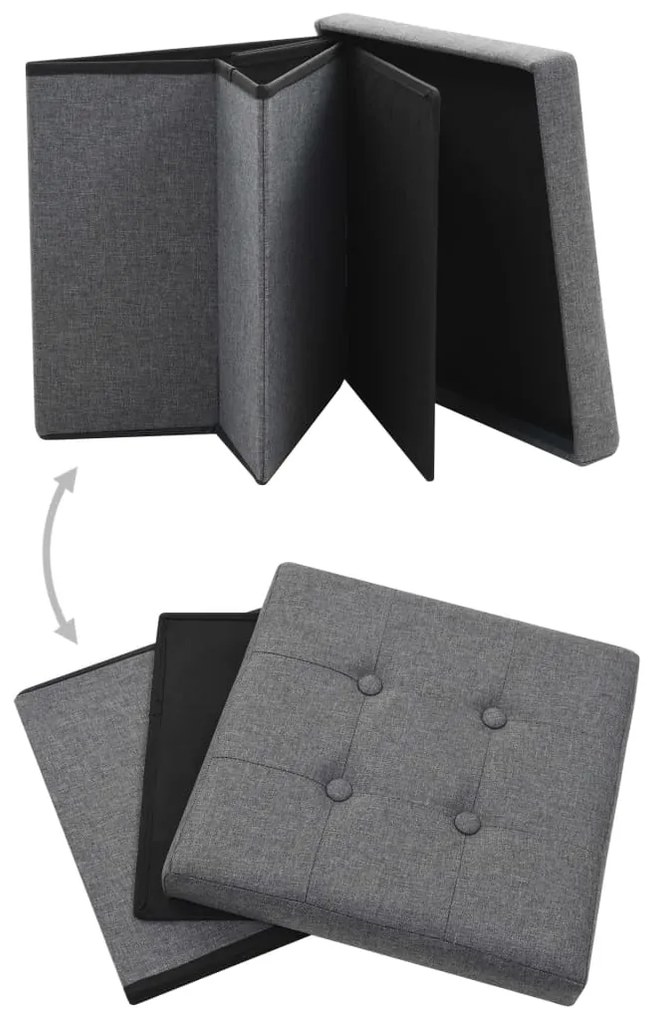 Sgabello pieghevole con contenitore grigio scuro in simil lino
