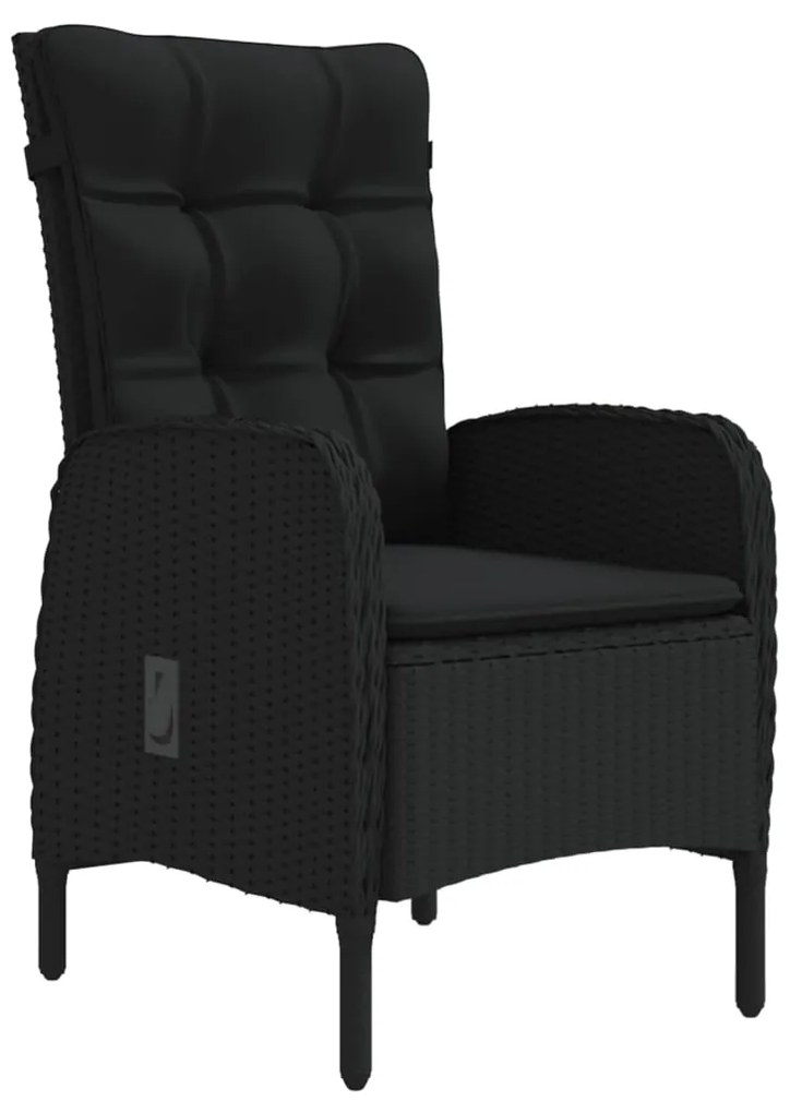 Set da pranzo per giardino 9 pz con cuscini nero