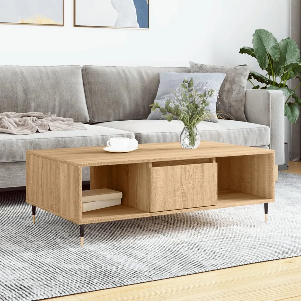 Tavolino Da Salotto Rovere Sonoma 104x60x35cm Legno Multistrato /